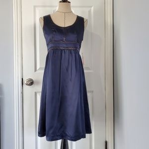 Proenza Schouler Blue Black Satin Art Deco Dress